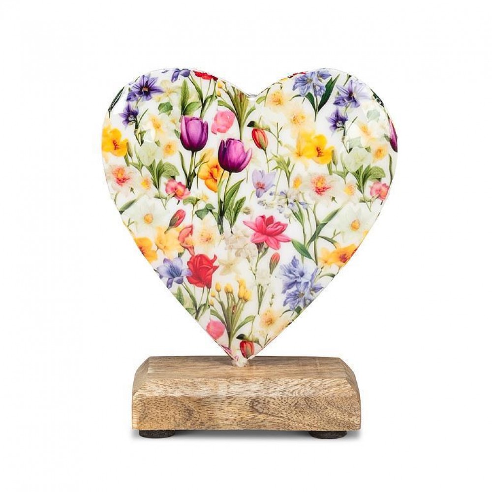 AB-43-FLORAL-418-Q01 5 in. Flower Heart on Base Figurine, Multi Color
