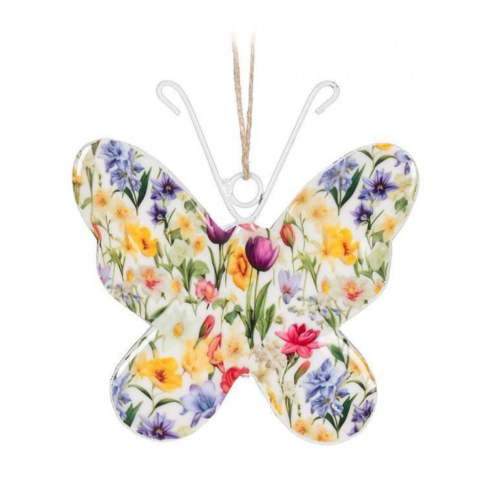 AB-43-FLORAL-344-Q01 4 in. Flower Butterfly Ornament, Multi Color