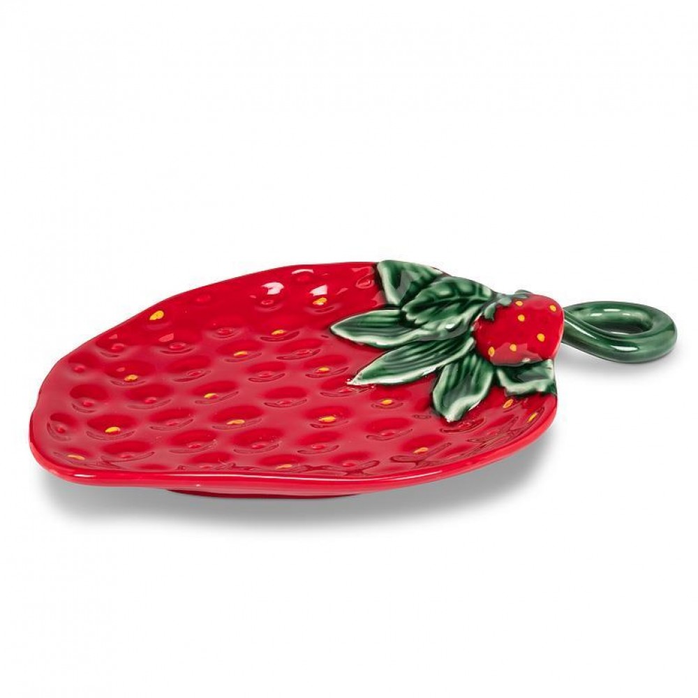 Picture of MDR Trading AB-27-FRESHPICK-009 8.5 in. Strawberry & Leaf Small Plate, Green & Red