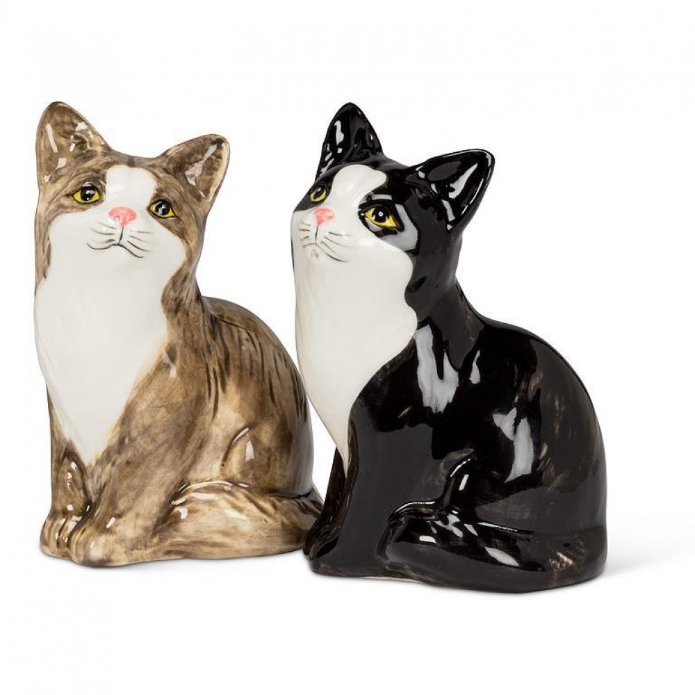 Picture of MDR Trading AB-27-TOMCAT-SP 3 in. Sitting Cat Pair Salt & Pepper Shaker, Brown & Black