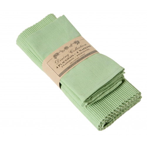 4 Placemats Plus 4 Napkins Set, Lime Green