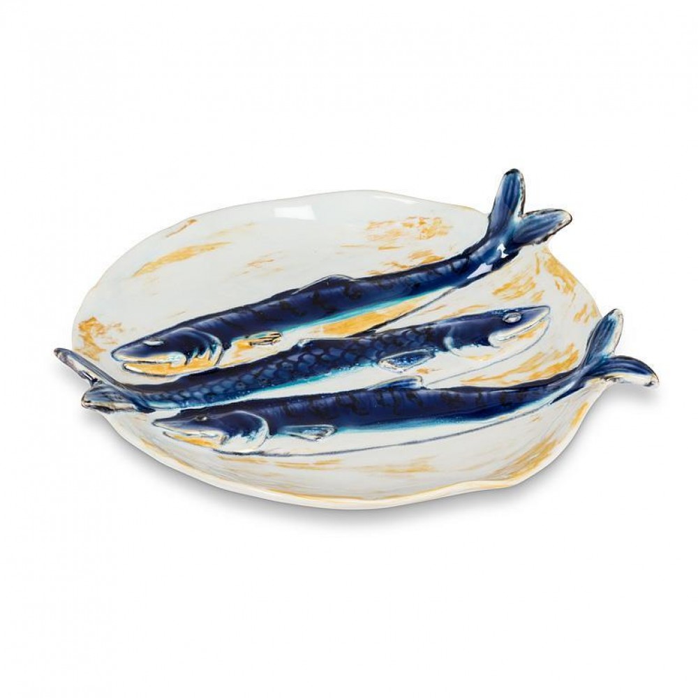 Picture of MDR Trading AB-27-LISBON-017-Q01 7 in. Round Triple Fish Plate, Blue & Yellow