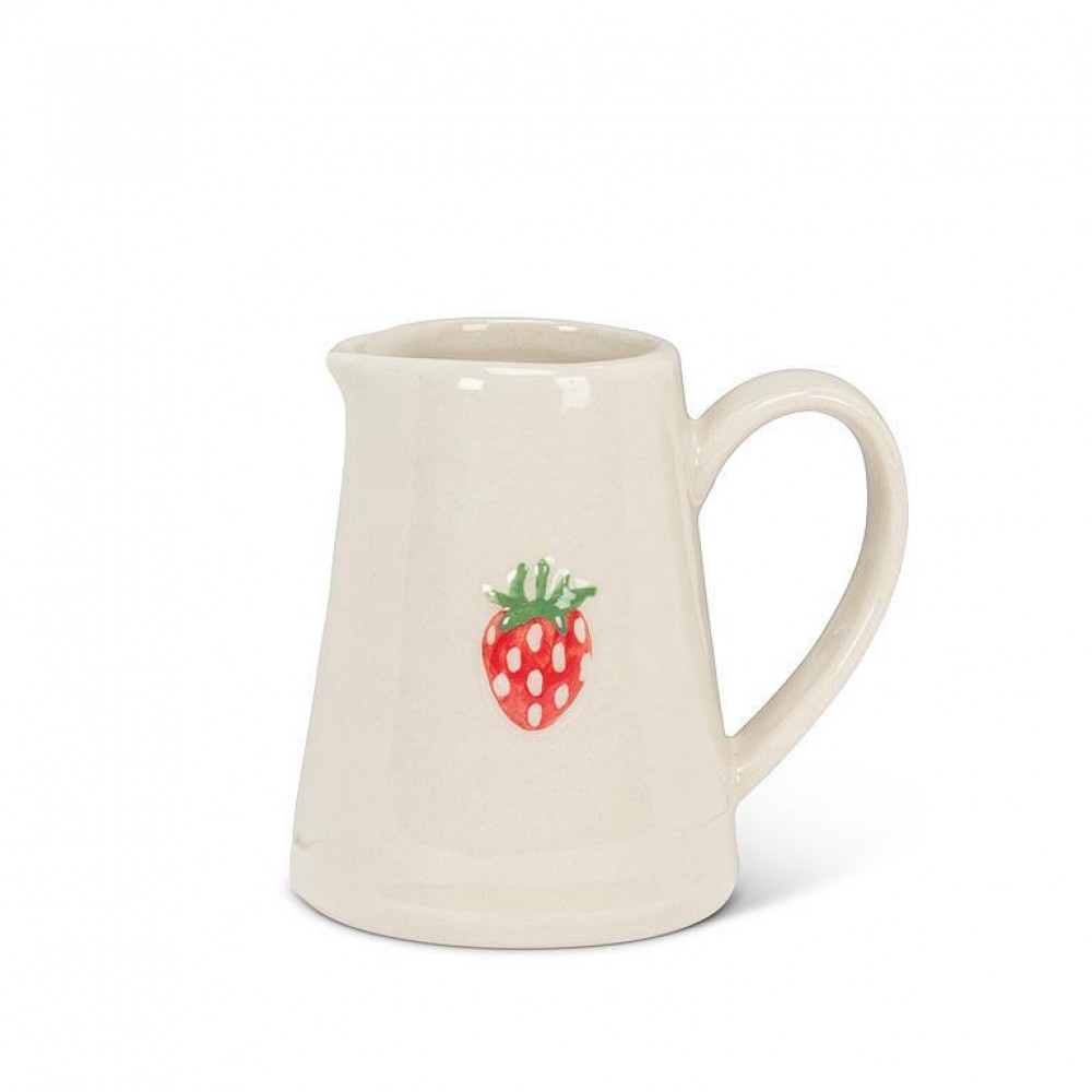 Picture of MDR Trading AB-27-SMIDGE-STRAW-Q01 5 oz Strawberry Mini Jug, Ivory & Red