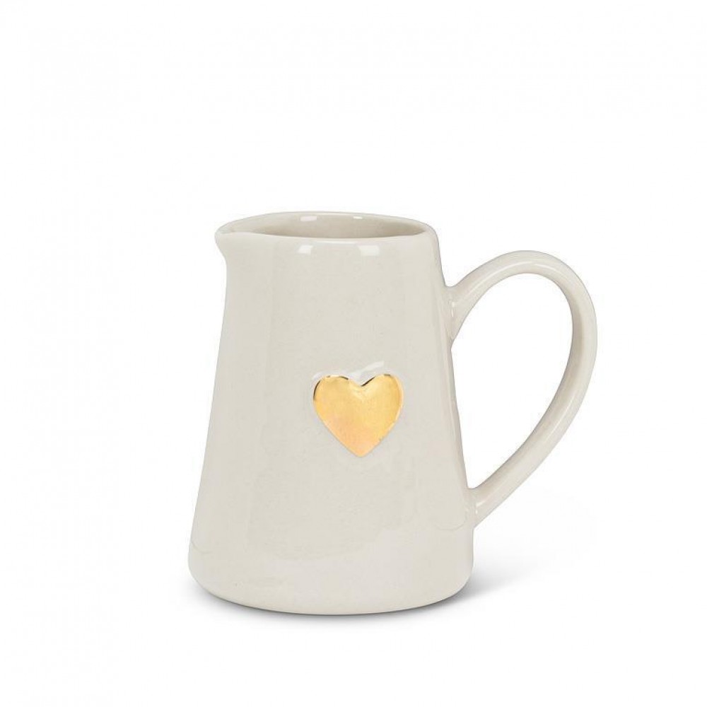 Picture of MDR Trading AB-27-SMIDGE-HEART-Q01 5 oz Heart Mini Jug, Ivory & Gold