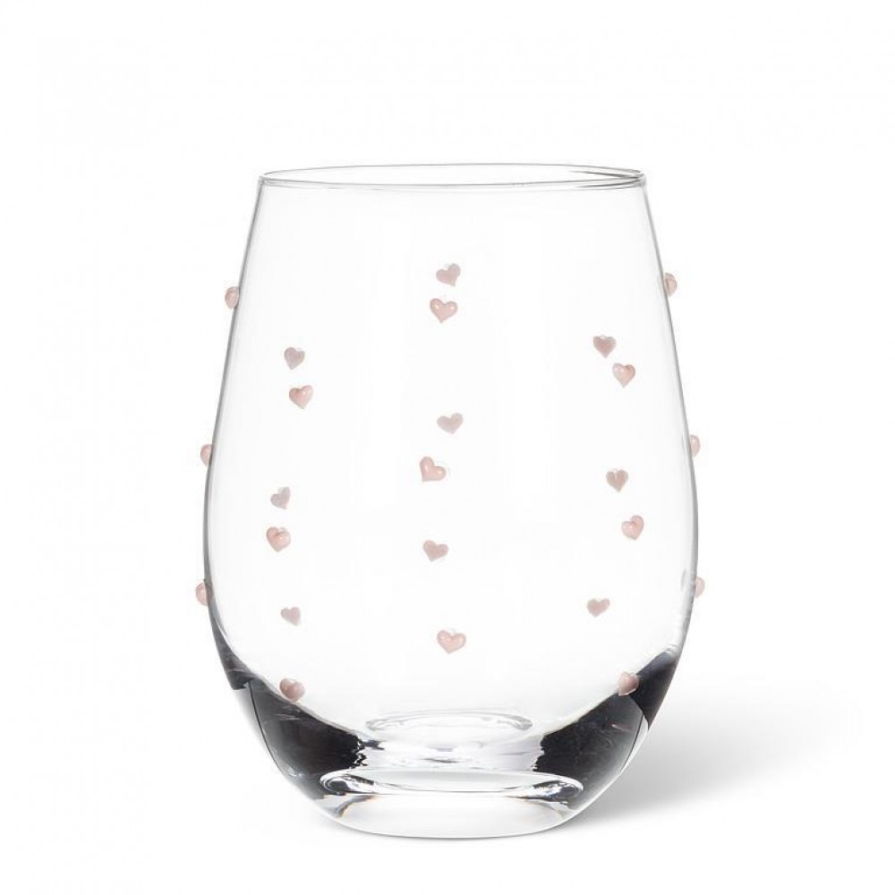 Picture of MDR Trading AB-27-AMOUR-SG-Q01 18 oz Hearts on Stemless Wine Glass, Clear & Pink