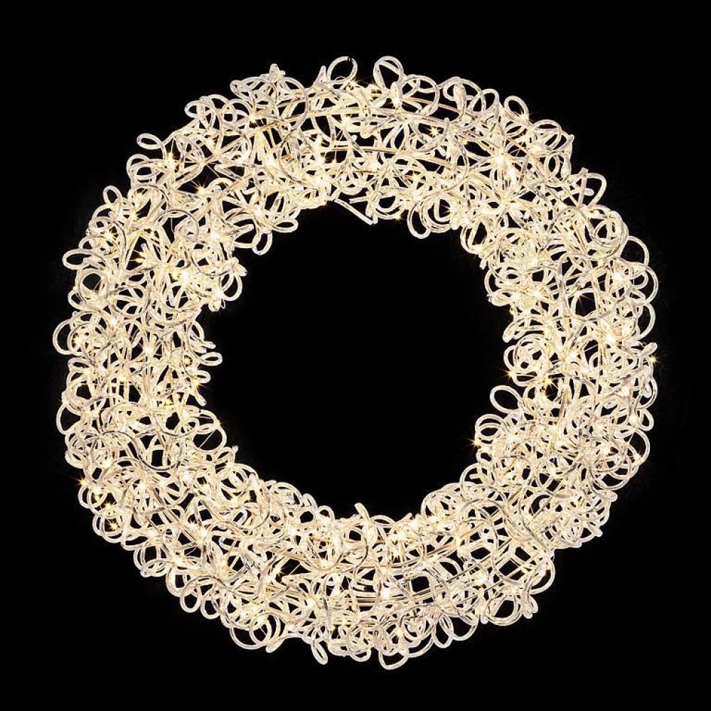 AB-27-TWINKLE-MD 24 in. Medium Loopy Aluminum with 300 Light Micro LED Wreath, Silver