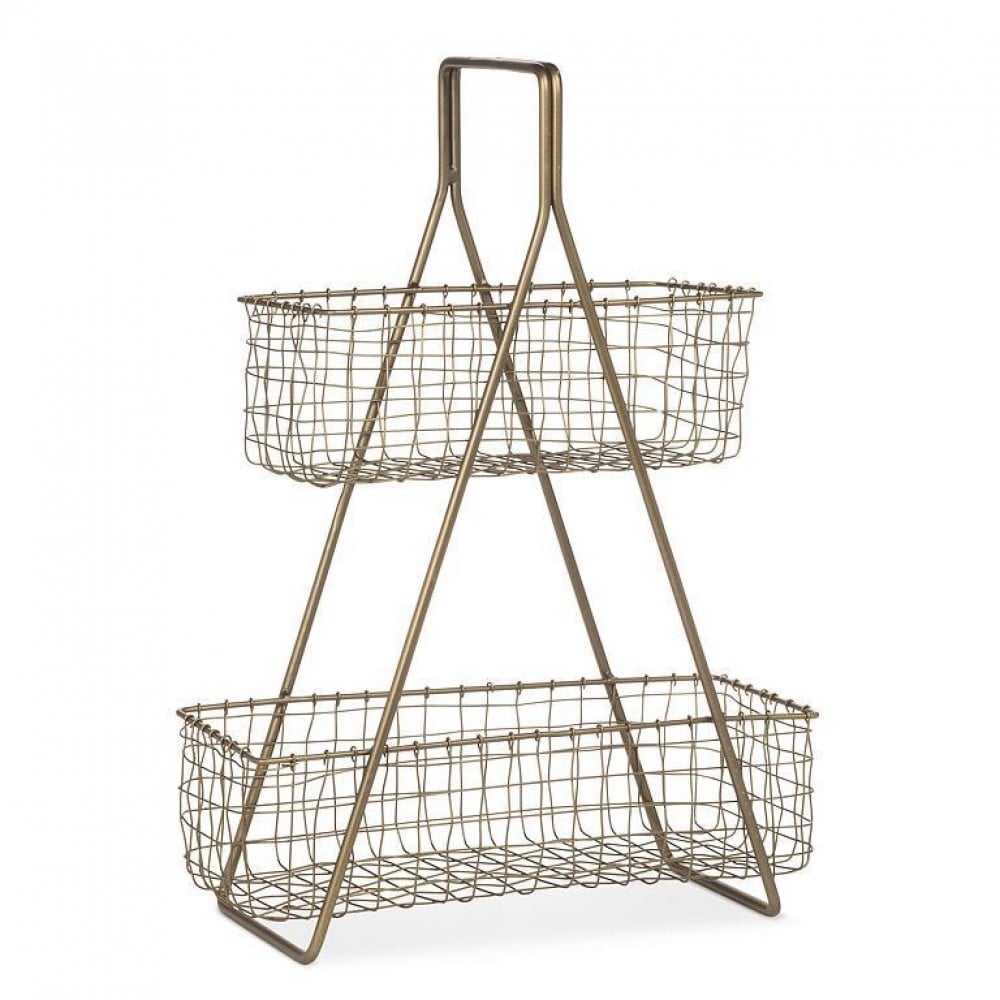 AB-54-NETWORK-10 16.5 in. Standing Frame with Baskets Rack, Dark Antique Brass