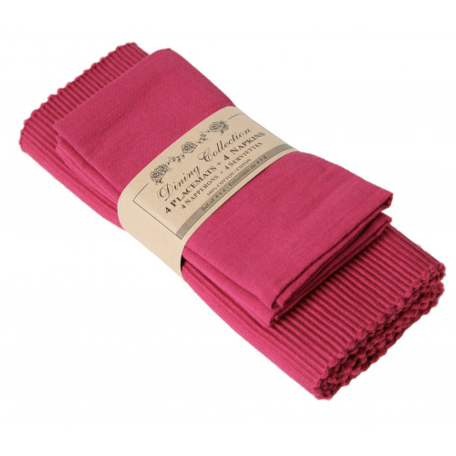 AG-05322 4 Placemats Plus 4 Napkins Set, Magenta