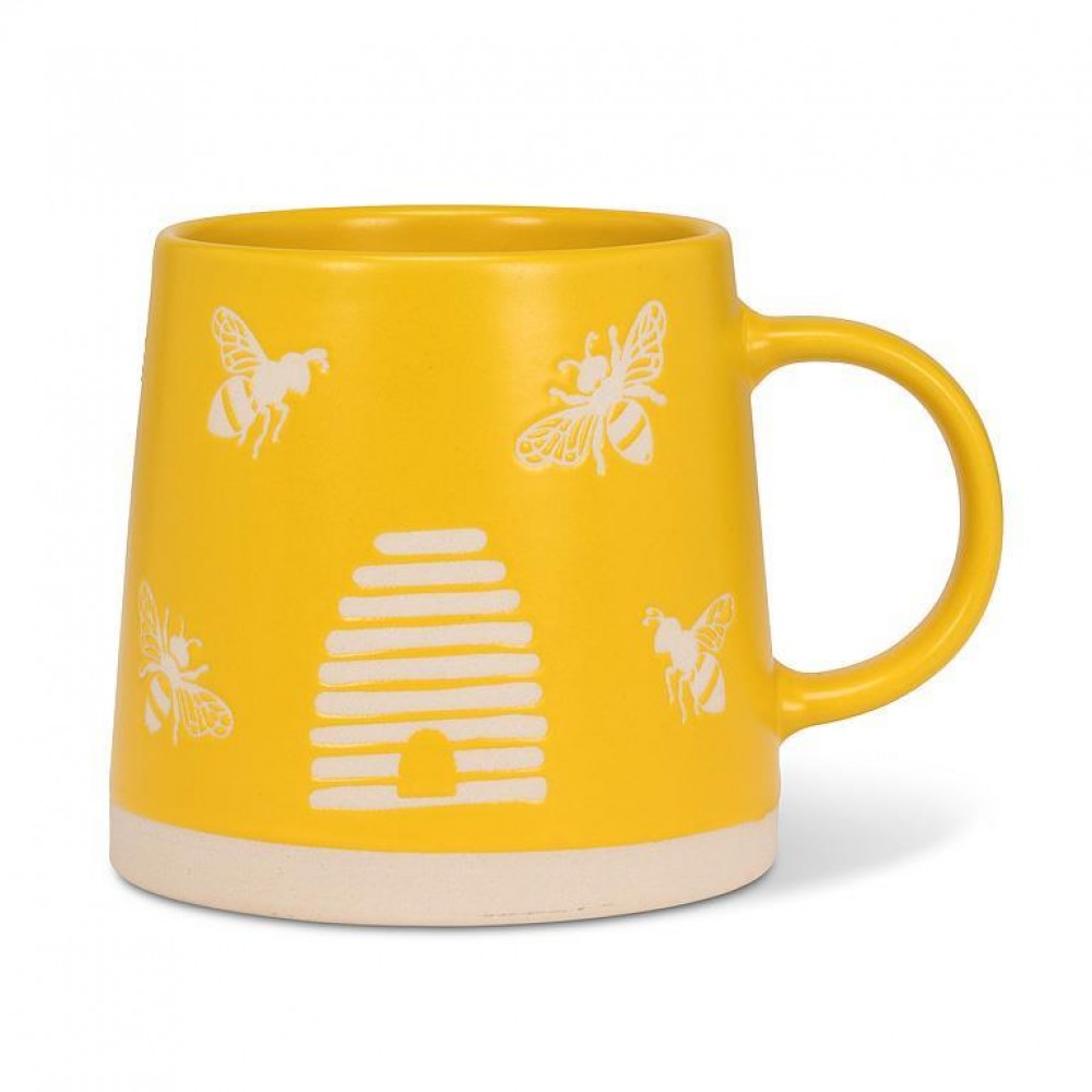 Picture of MDR Trading AB-27-ARTISAN-112-Q01 14 oz Wide Base with Bees Mug, Yellow & Ivory