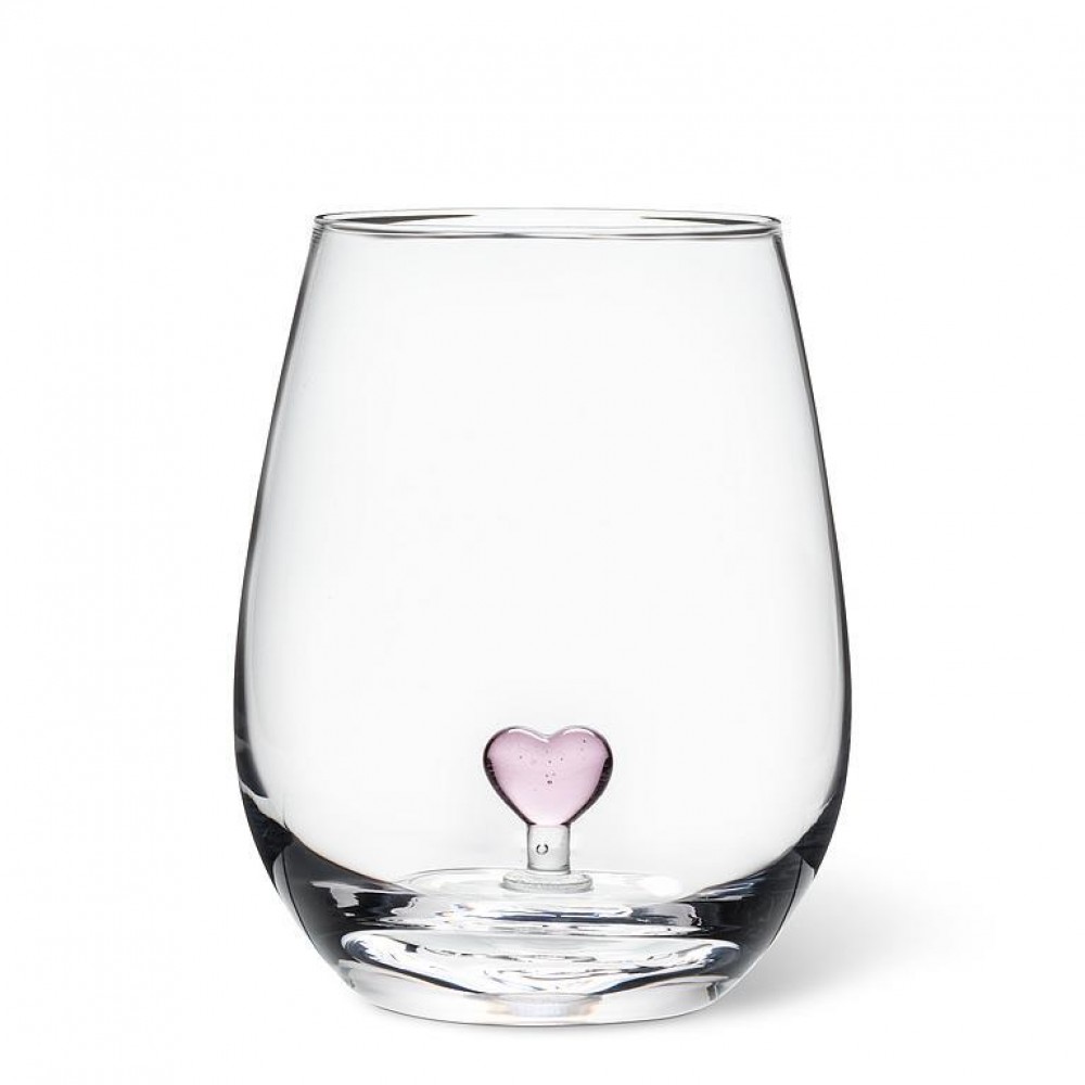 Picture of MDR Trading AB-27-VINO-034-Q01 20 oz Heart Stemless Wine Glass, Pink & Clear