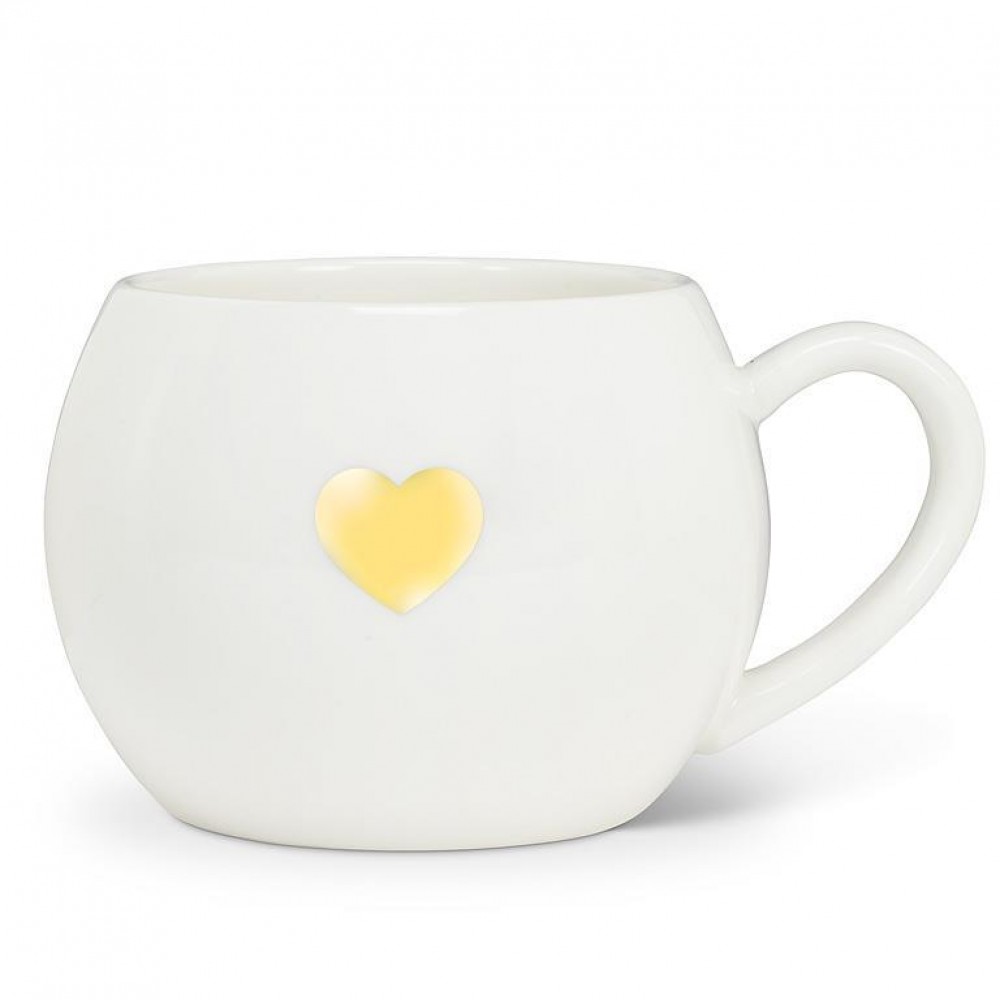 Picture of MDR Trading AB-27-HEART-493-Q01 16 oz Ball Shape with Heart Mug, Ivory & Gold
