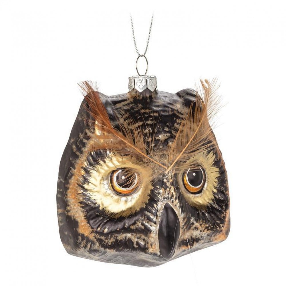 AB-27-CLASSIC-053-Q01 3 in. Owl Face Ornament, Brown