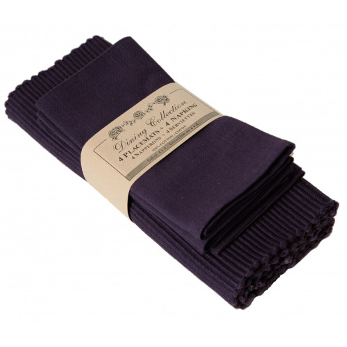 AG-05325 4 Placemats Plus 4 Napkins Set, Purple Dark
