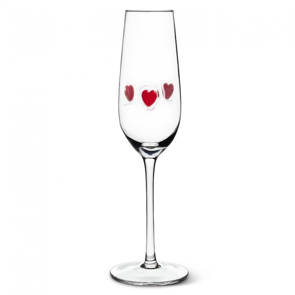 Picture of MDR Trading AB-27-LOVE-FLUTE-Q01 10 in. Hearts Stemmed Flute Glass, Clear & Red