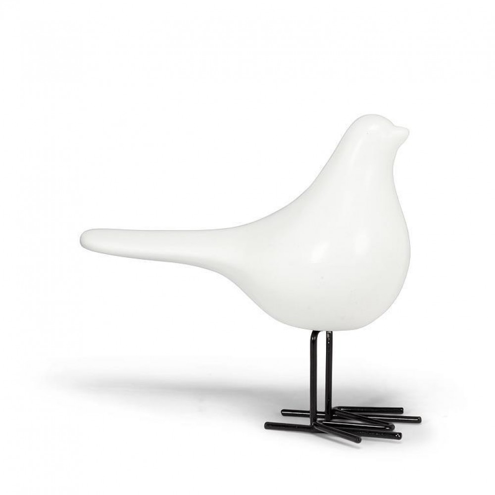 AB-27-HAVEN-03-SM-Q01 4.5 in. Modern Bird with Wire Legs Figurine, White - Small