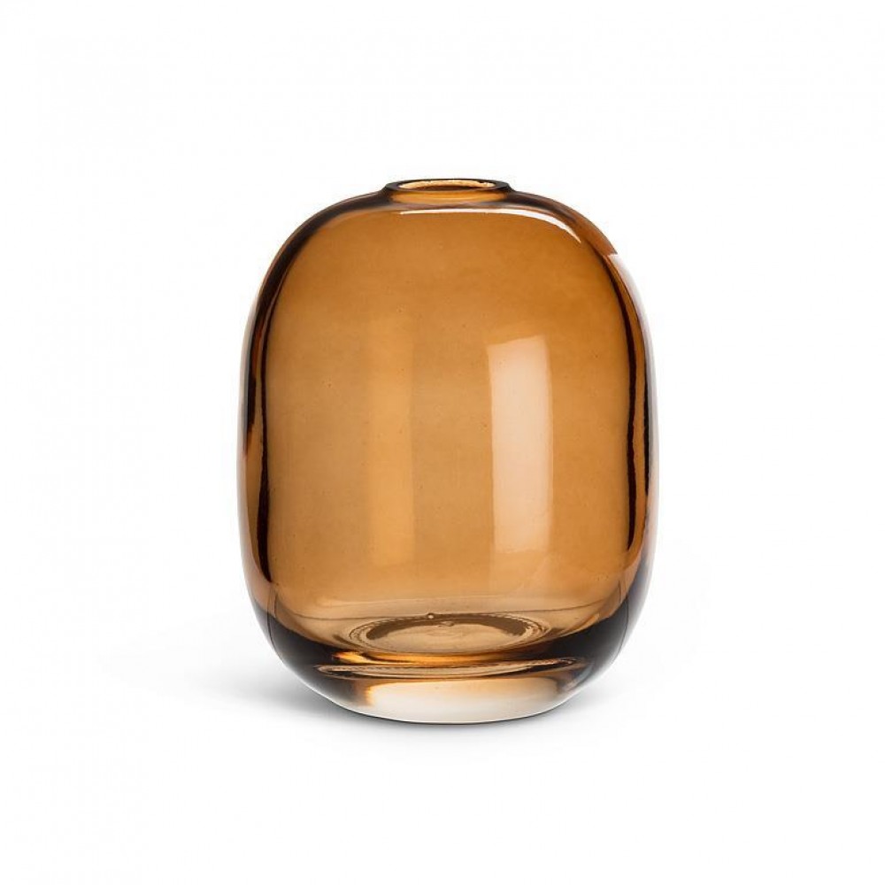 AB-27-HUE-04-OVAL-Q01 4.5 in. Medium Barrel Bud Vase, Dark Amber
