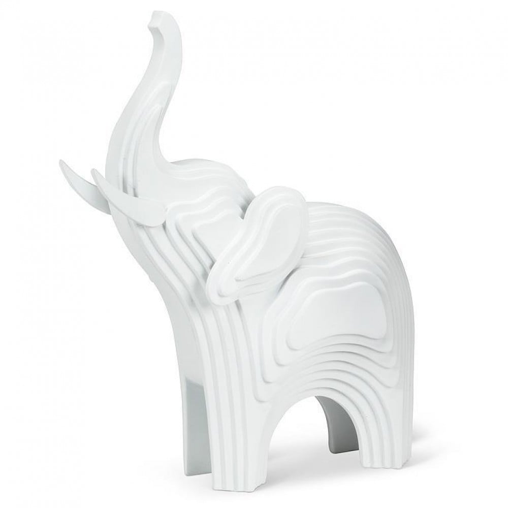 AB-27-CONTOUR-611 13.5 in. Contoured Elephant Figurine, White - Large