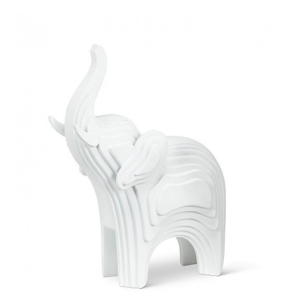 AB-27-CONTOUR-612 10 in. Contoured Elephant Figurine, White - Small