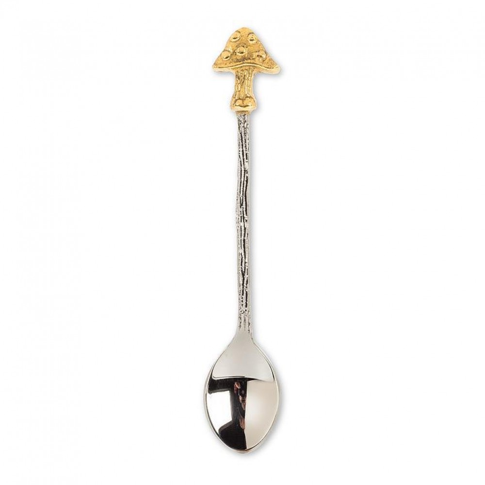Picture of MDR Trading AB-36-FORAGE-SPOON-Q01 5 in. Mushroom Small Spoon, Nickel-plated & Gold