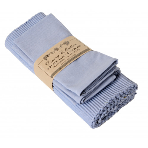 AG-05333 4 Placemats Plus 4 Napkins Set, Periwinkle Blue