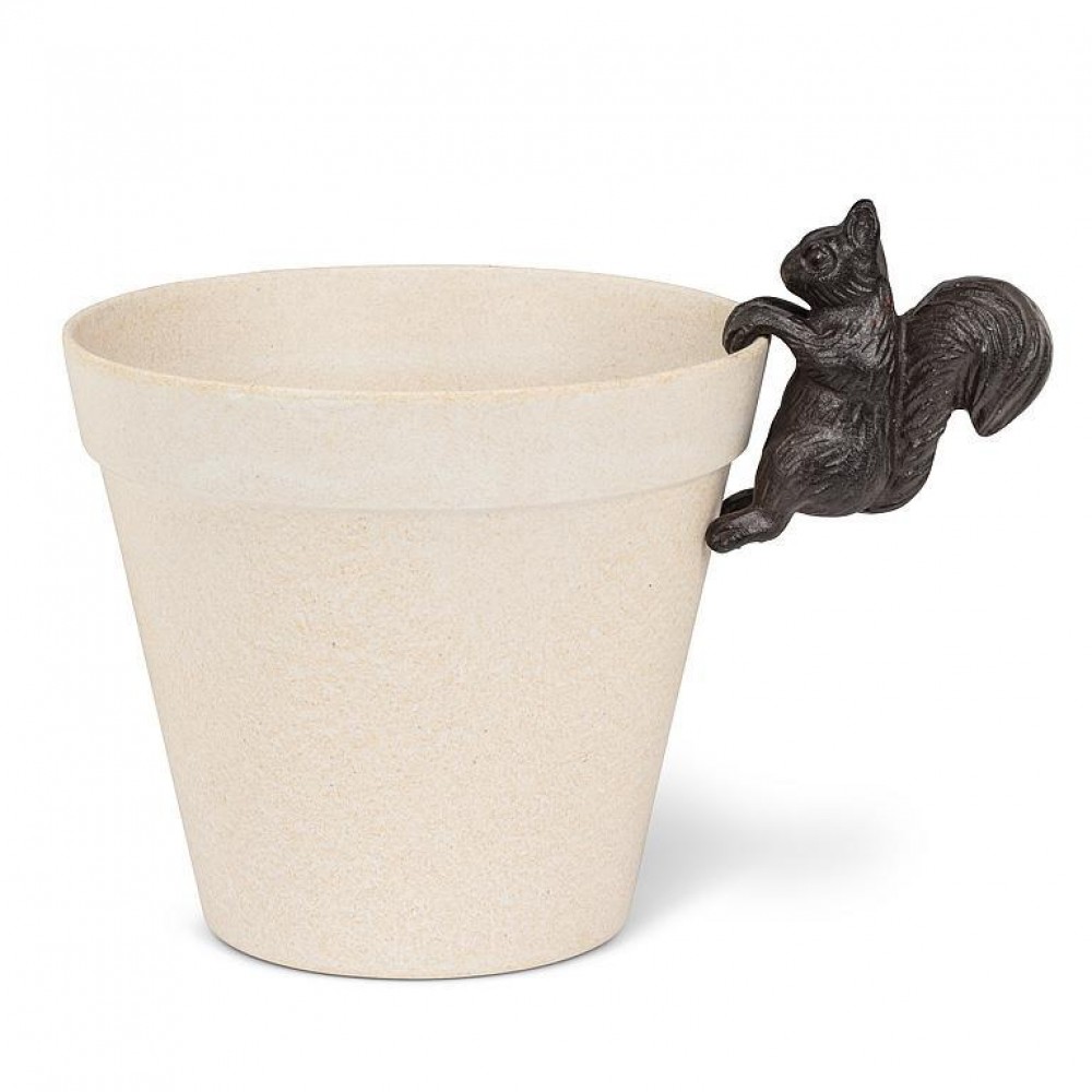 AB-27-IRONAGE-586-Q01 3 in. Squirrel Pot Hanger Decoration, Dark Brown