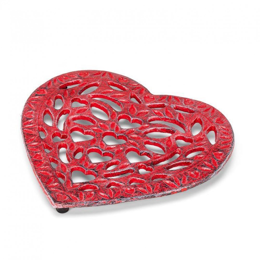 AB-27-IRONAGE-587-Q01 7.5 in. Heart Trivet, Antique Red