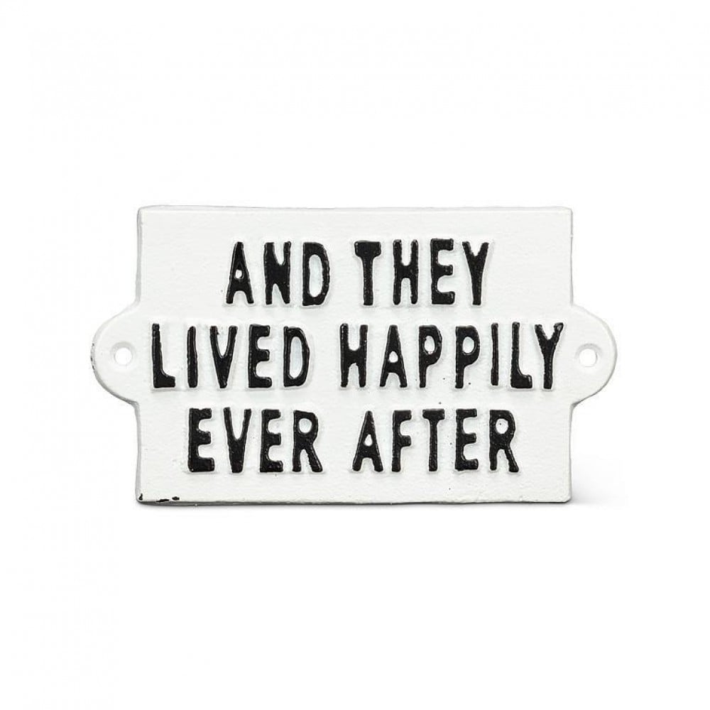 AB-27-FORGE-48 5.5 in. And They Lived Happily Ever After Sign, Antique White