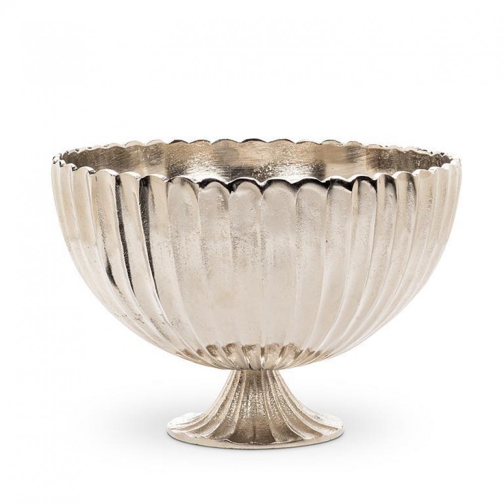 AB-30-INGOT-600 13 in. Medium Fluted Pedestal Bowl, Nickel-plated