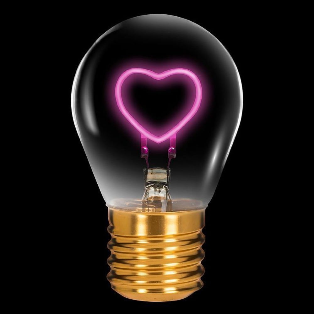 AB-27-VOLT-03 4.5 in. Heart Neon Bulb Lamp, Pink