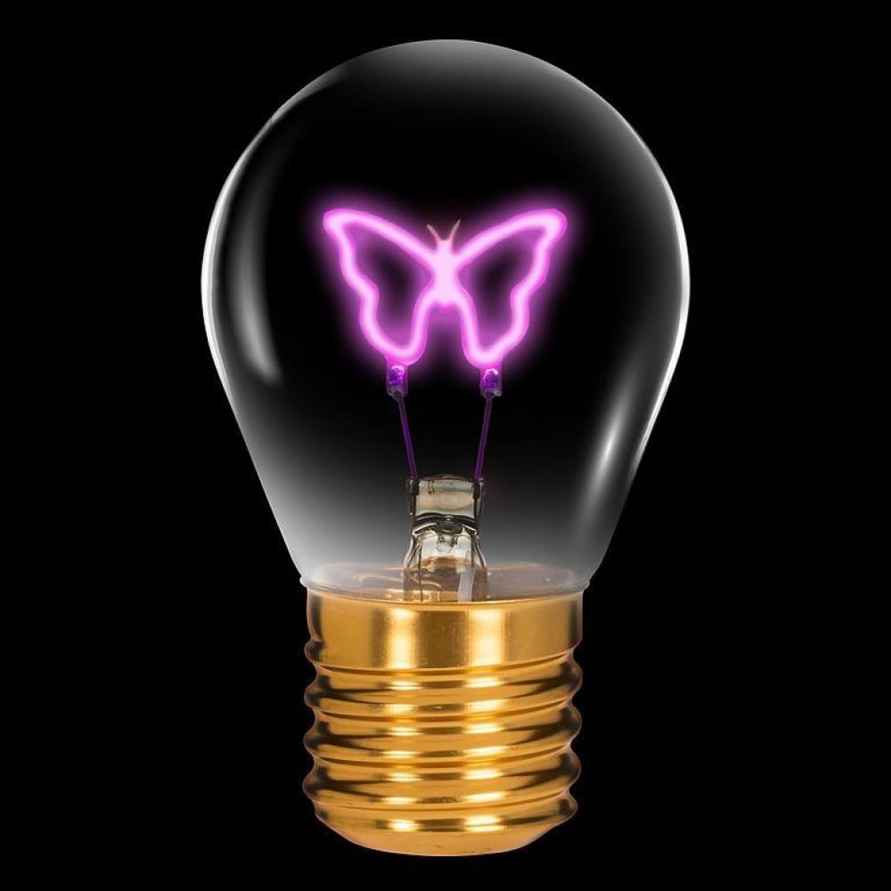 AB-27-VOLT-06 4.5 in. Butterfly Neon Bulb Lamp, Pink