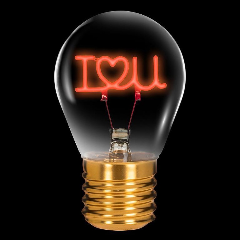 AB-27-VOLT-12 4.5 in. I Love You Neon Bulb Lamp, Red