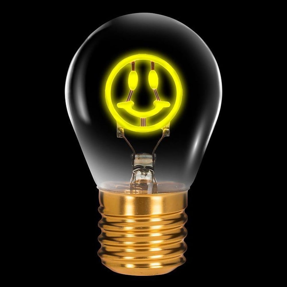 AB-27-VOLT-13 4.5 in. Smiley Face Neon Bulb Lamp, Yellow