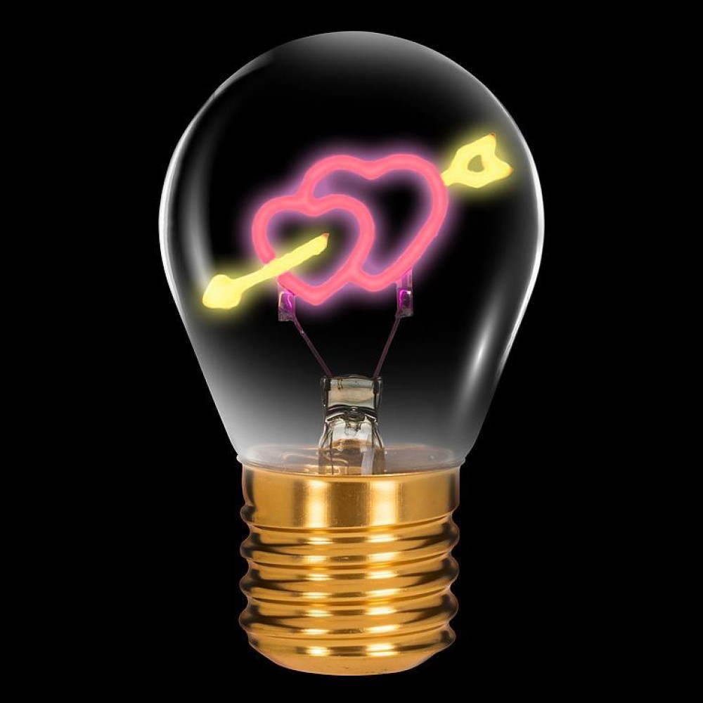 AB-27-VOLT-14 4.5 in. Hearts & Arrow Neon Bulb Lamp, Pink & Yellow