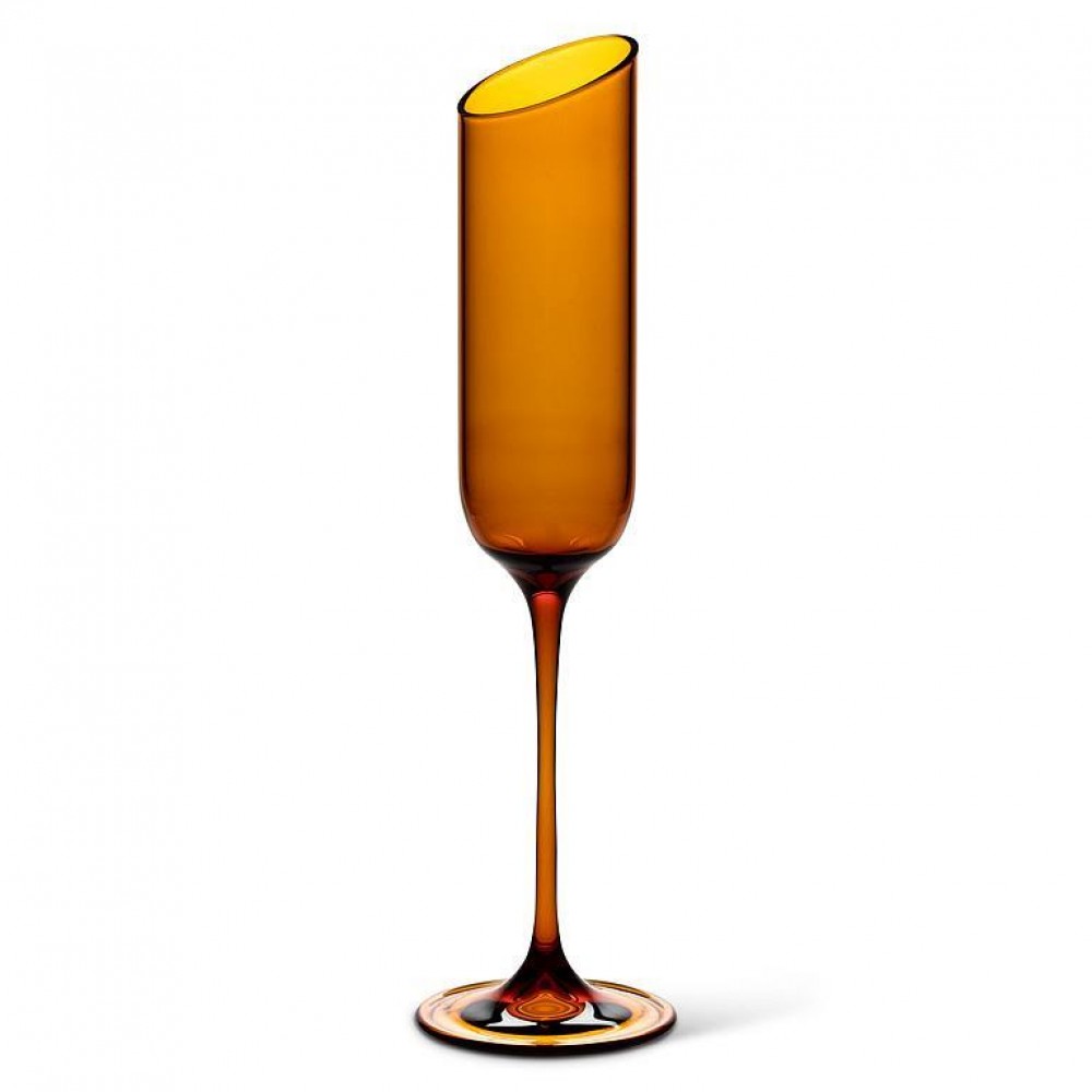 Picture of MDR Trading AB-27-SLANT-FLUTE-AMBER-Q01 9.5 in. Angle Cut Flute Glass, Amber