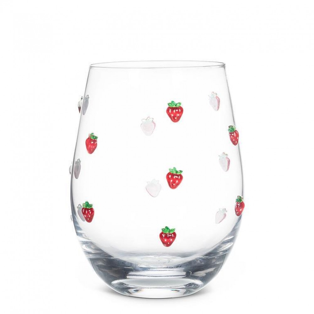 Picture of MDR Trading AB-27-ORCHARD-14-Q01 18 oz Stemless with Strawberries Wine Glass, Clear & Red