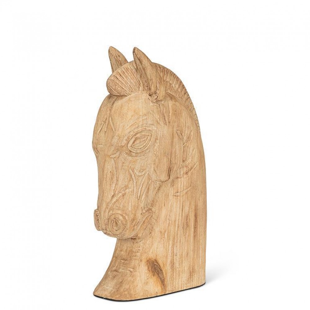 AB-55-ARTIFACT-130 16 in. Horse Head Sculpture, Natural