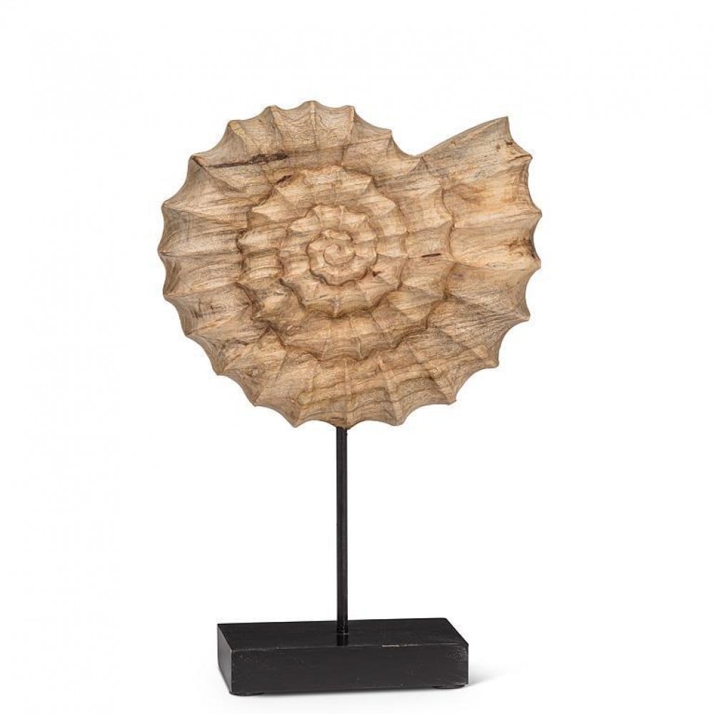 AB-55-ARTIFACT-217 17 in. Nautilus on Stand Sculpture, Natural