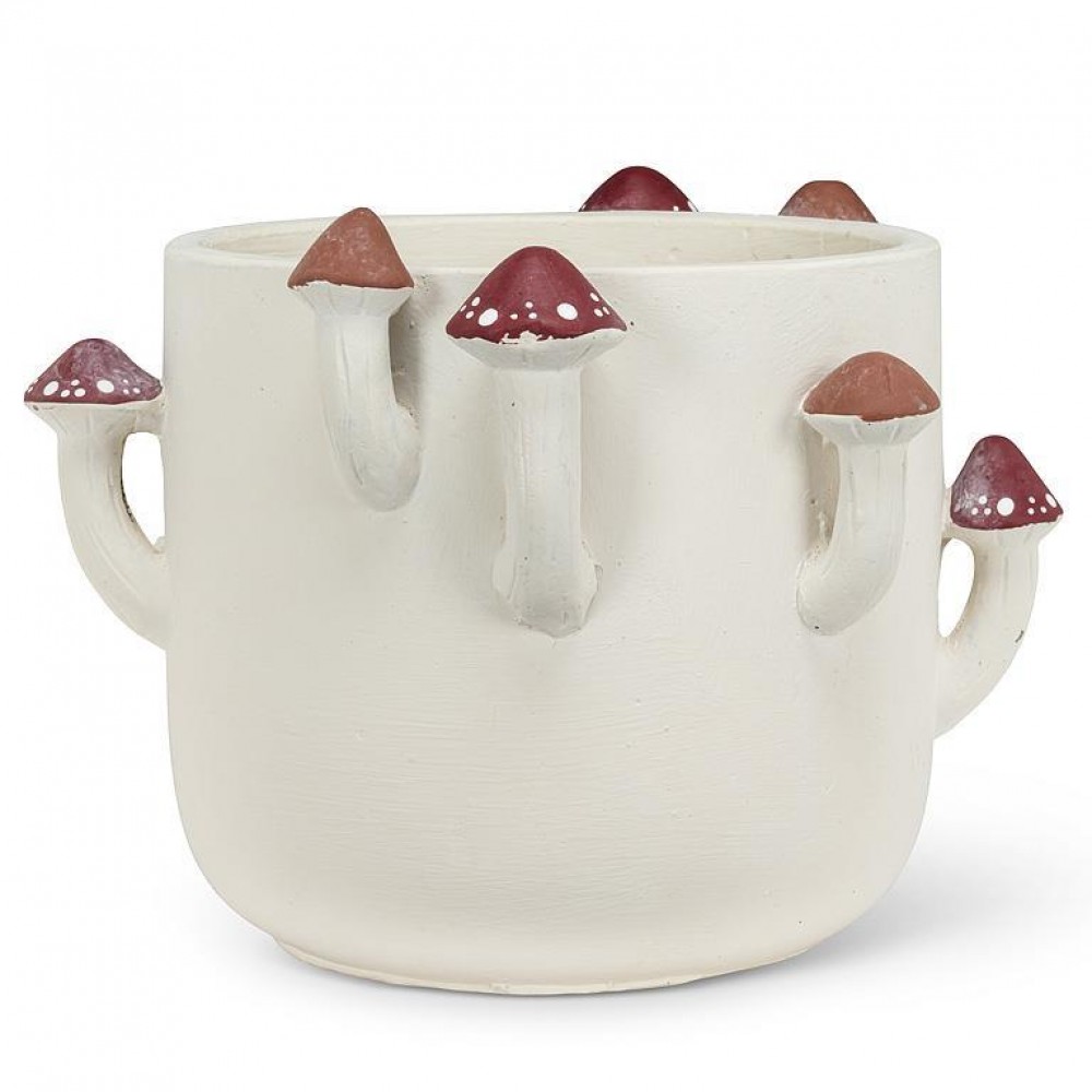 AB-27-WOODSIDE-609-LG 6 in. Large Sprouting Mushroom Planter, Ivory & Brown