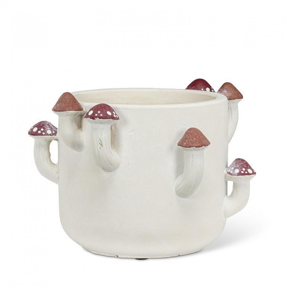 AB-27-WOODSIDE-609-SM 4 in. Small Sprouting Mushroom Planter, Ivory & Brown
