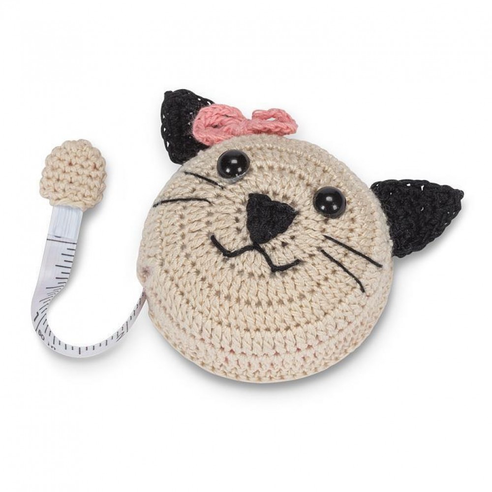 AB-62-ZIPP-CAT 2.5 in. Cat Face Measuring Tape Kitchen Item, Gray & Black