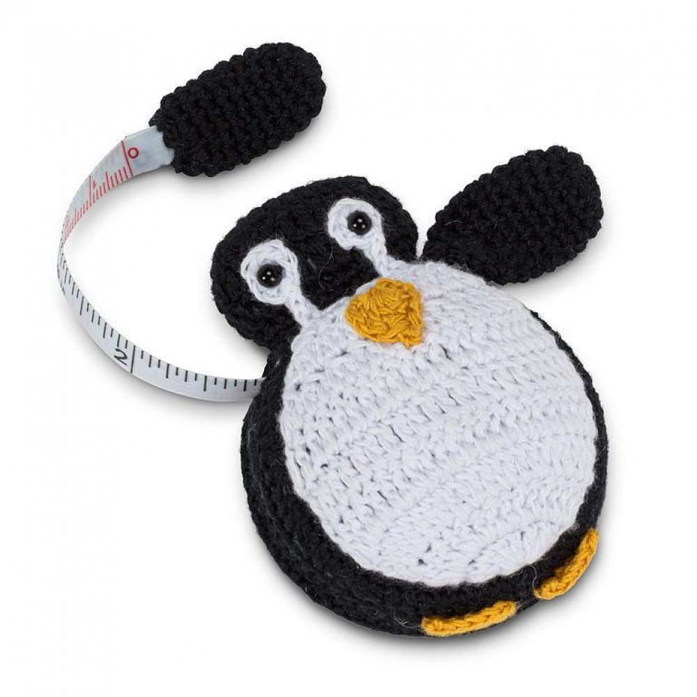 AB-62-ZIPP-PEN 2.5 in. Penguin Measuring Tape Kitchen Item, Black & White