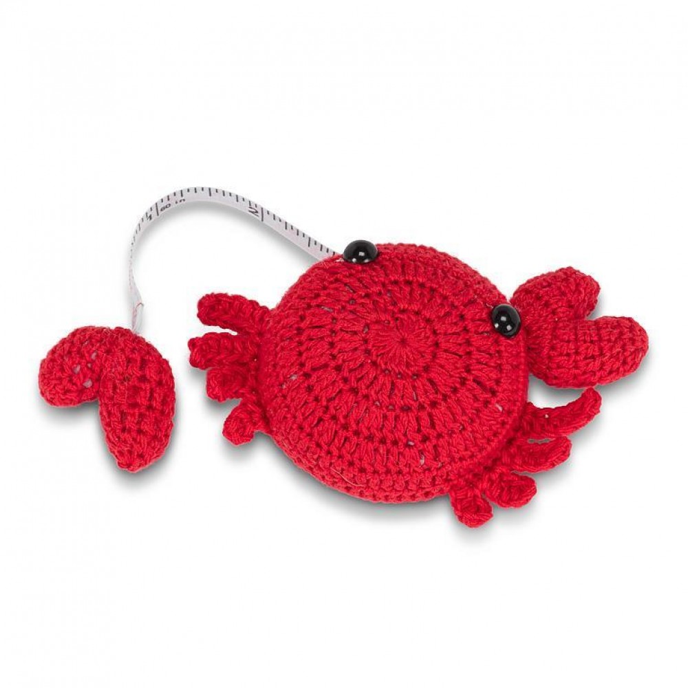 AB-62-ZIPP-CRAB 2.5 in. Crab Measuring Tape Kitchen Item, Red
