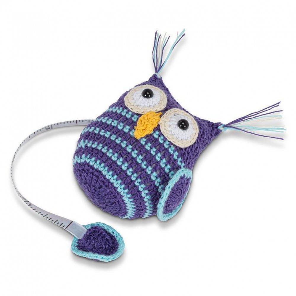 AB-62-ZIPP-OWL 3.5 in. Owl Measuring Tape Kitchen Item, Blue & Purple