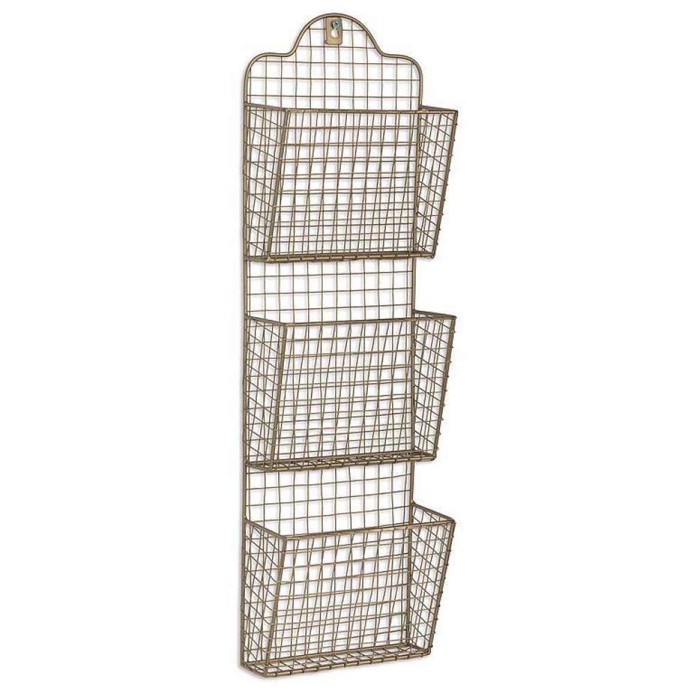 AB-54-NETWORK-17 27 in. Triple Wall Mount Storage Rack, Gold