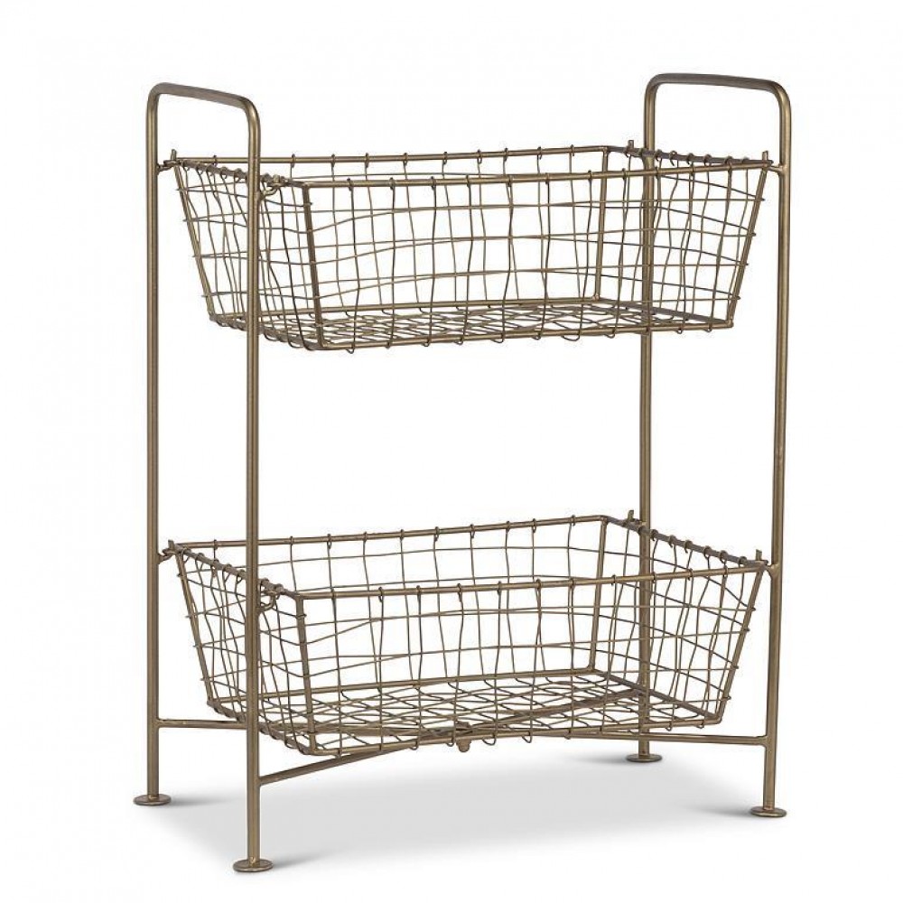 AB-54-NETWORK-20 19 in. Rectangle Double Basket Storage Rack, Gold