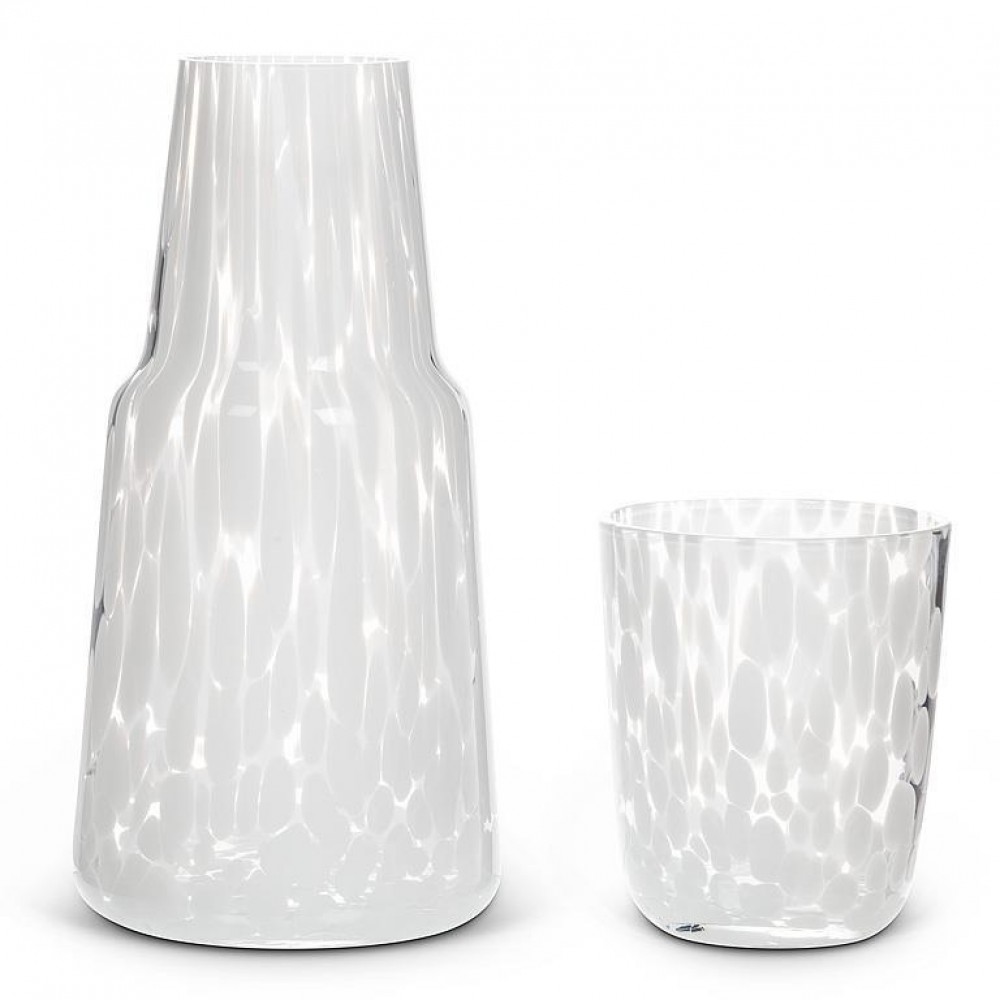 Picture of MDR Trading AB-27-BEDSIDE-WHT 8.5 in. Fused Dots Bedside Carafe Cup, White