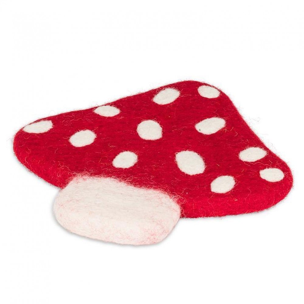 AB-28-NEPAL-84 8 in. Mushroom Trivet, Red & White