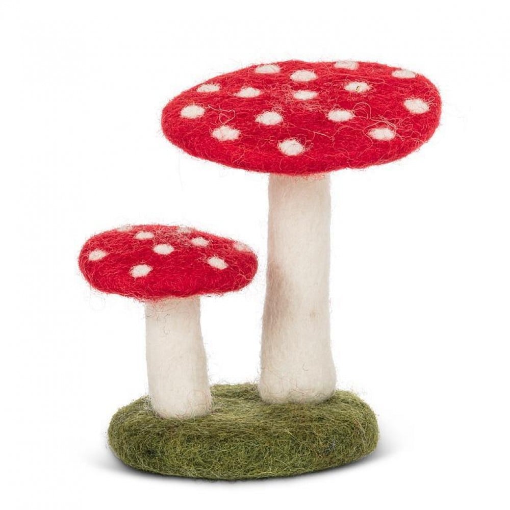 AB-28-NEPAL-85-Q01 4 in. Double Mushroom Figurine, Red & White - Small
