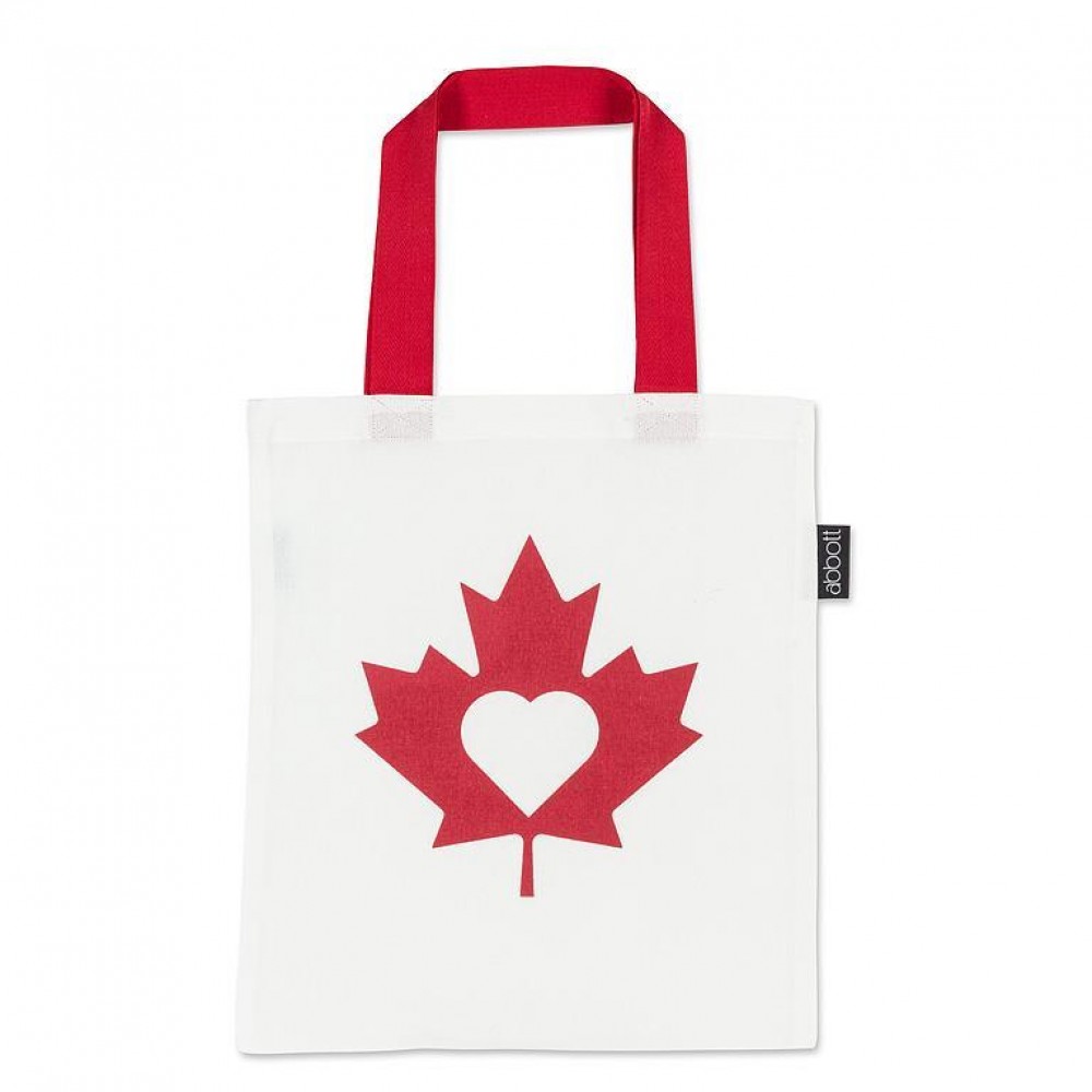 AB-56-BB-04 14.5 x 16 in. Maple Leaf with Heart Book Tote Bag, Red & White