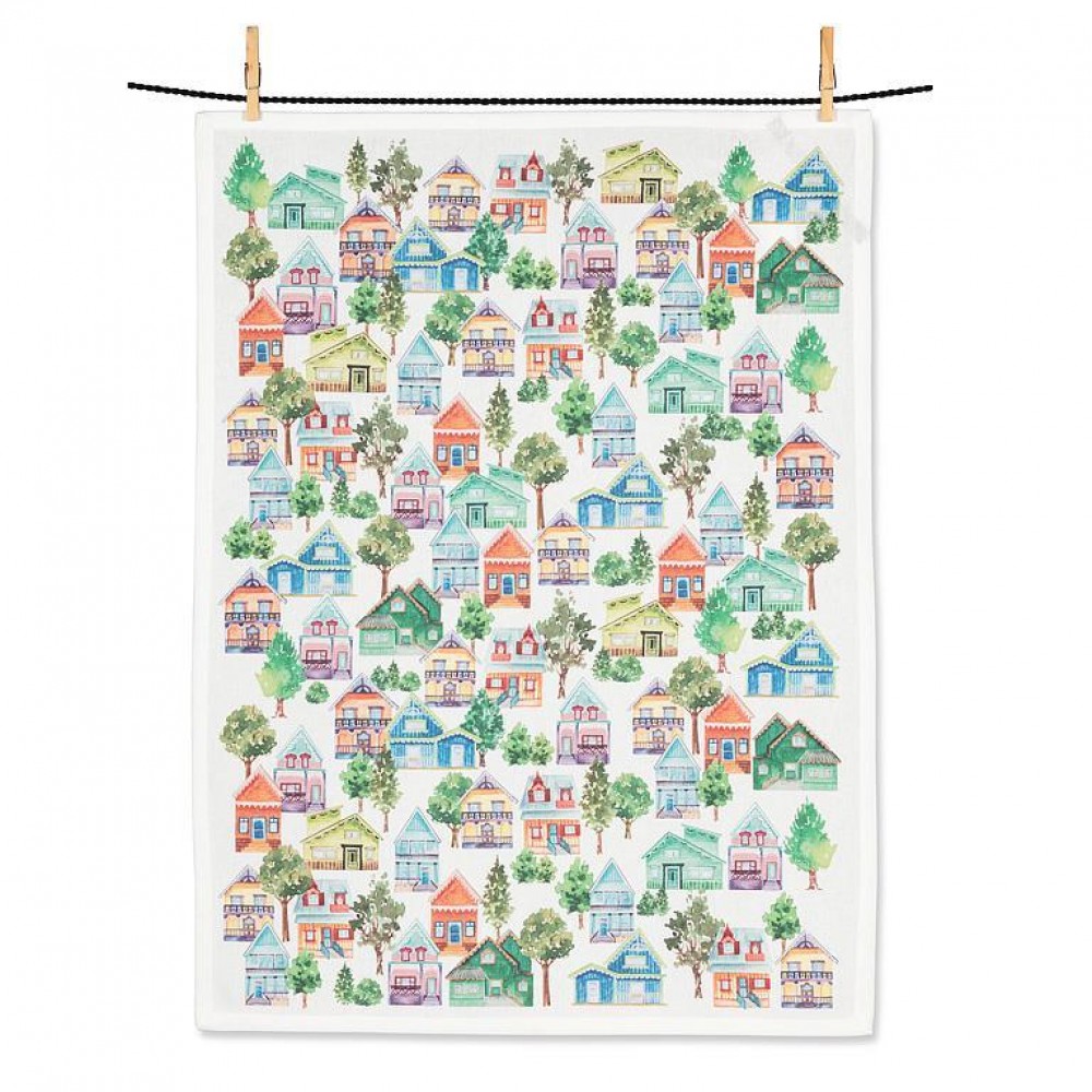Picture of MDR Trading AB-56-KT-GRIMSBY 20 x 28 in. Colorful Houses Tea Towel, Multi Color